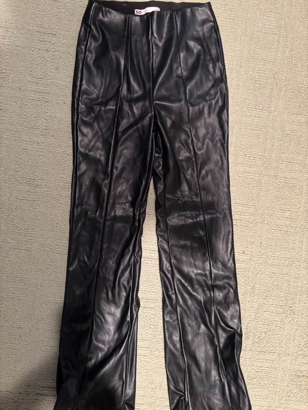 SO Black Faux Leather Men's Trousers